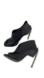 Metal Heel Open Toe Ankle Boots