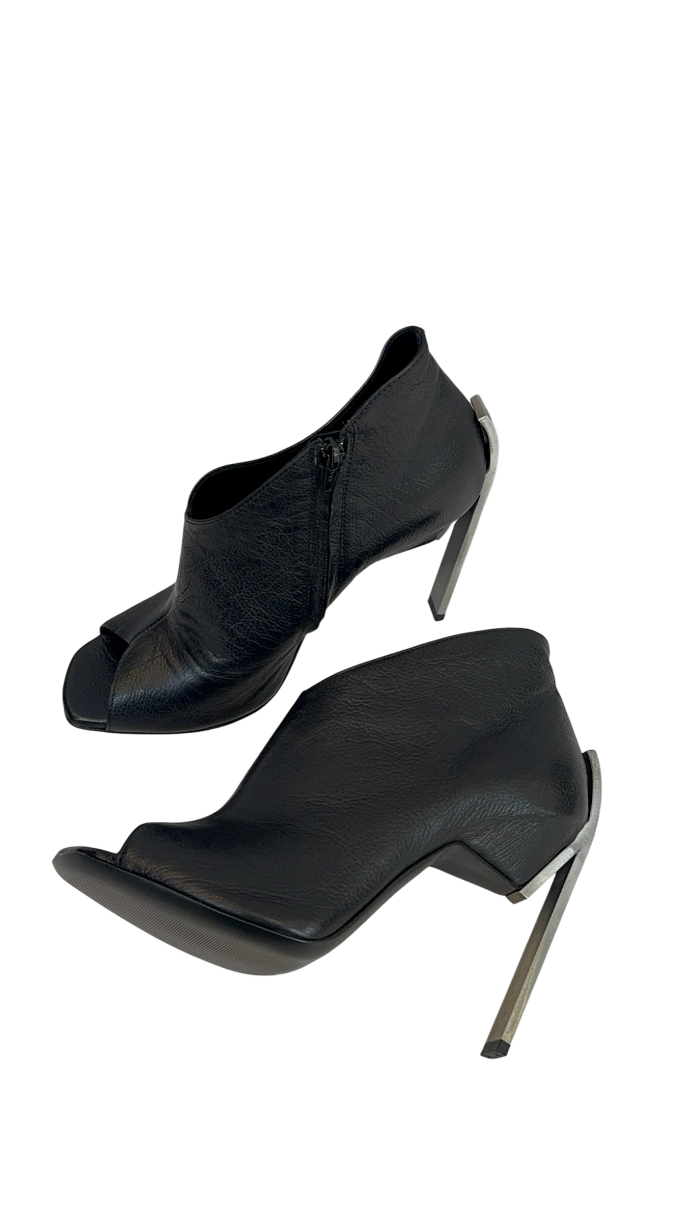 Metal Heel Open Toe Ankle Boots